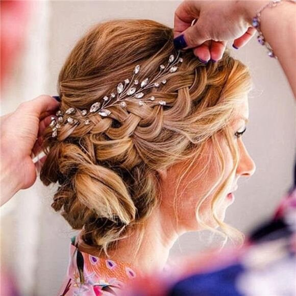 Bride Rhinestone Wedding Hair Piece Silver Crystal Hair Vine Bridal Accessories - Picture 3 of 8